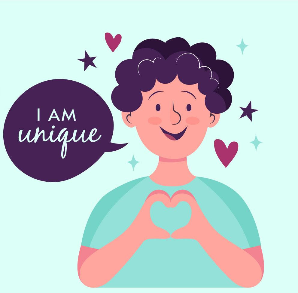 graphic of a man making a heart shape with his hands.